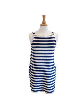 Rove &  Roam Sadie Square Neck Dress Cobalt Stripe, Sleeveless, Pockets, M